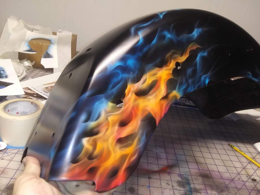 Custom airbrushed realistic flames